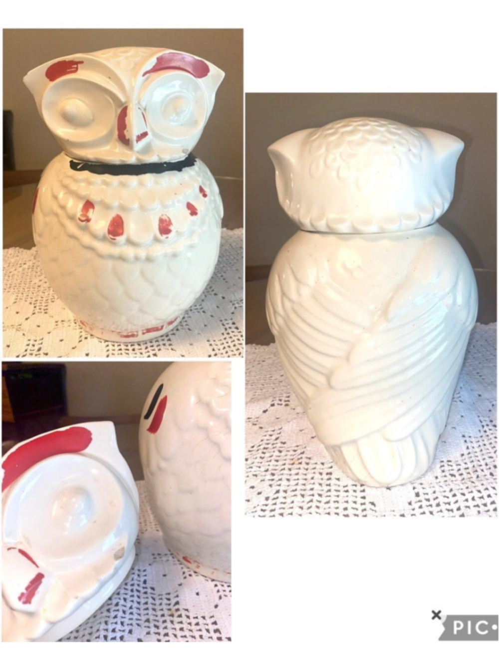 Bisque vintage Owl cookie jar